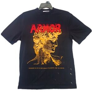 Armor Jeans Graphic T-Shirt Mens XL Black Greek Statue Embroidered Streetwear